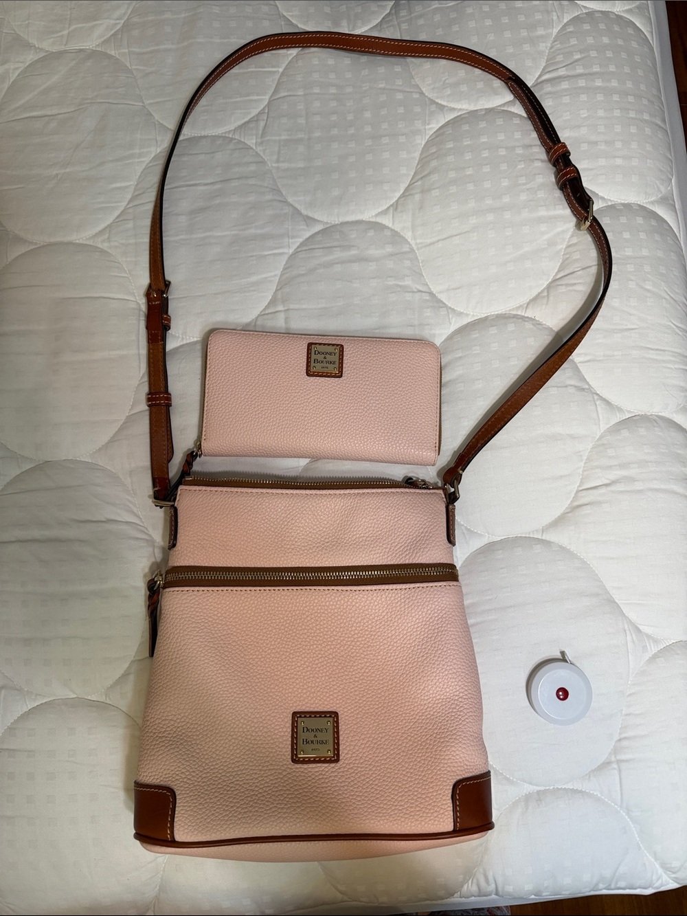 Dooney & Bourke  Blush Pink Pebble Leather Crossbody Bag with Wallet